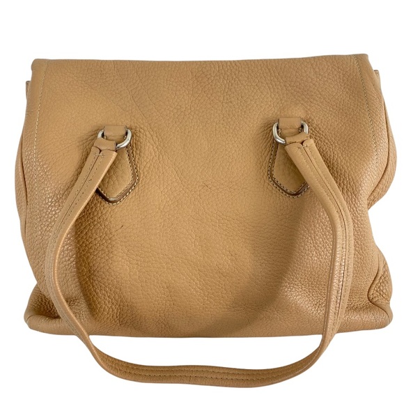 Prada Camel Leather Buckle Flap Satchel Shoulder Tote Bag - Picture 4 of 13